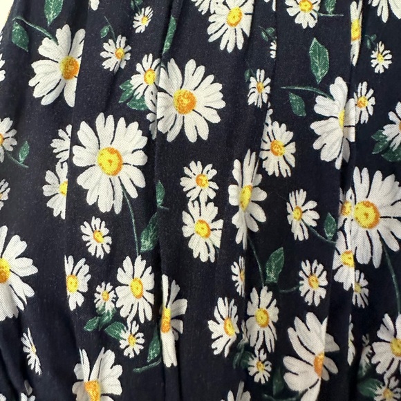 Navy with Daisy Print Tube Top Romper with Pom Pom Detailing. Size large. - Picture 4 of 6